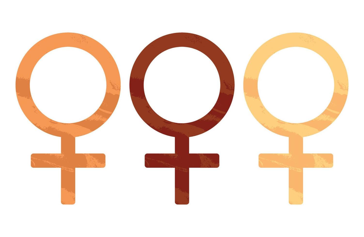símbolo do movimento feminista em diferentes cores de pele. conceito de dia da mulher, internacionalidade. ícone de gênero da igualdade racial. ilustração vetorial vetor