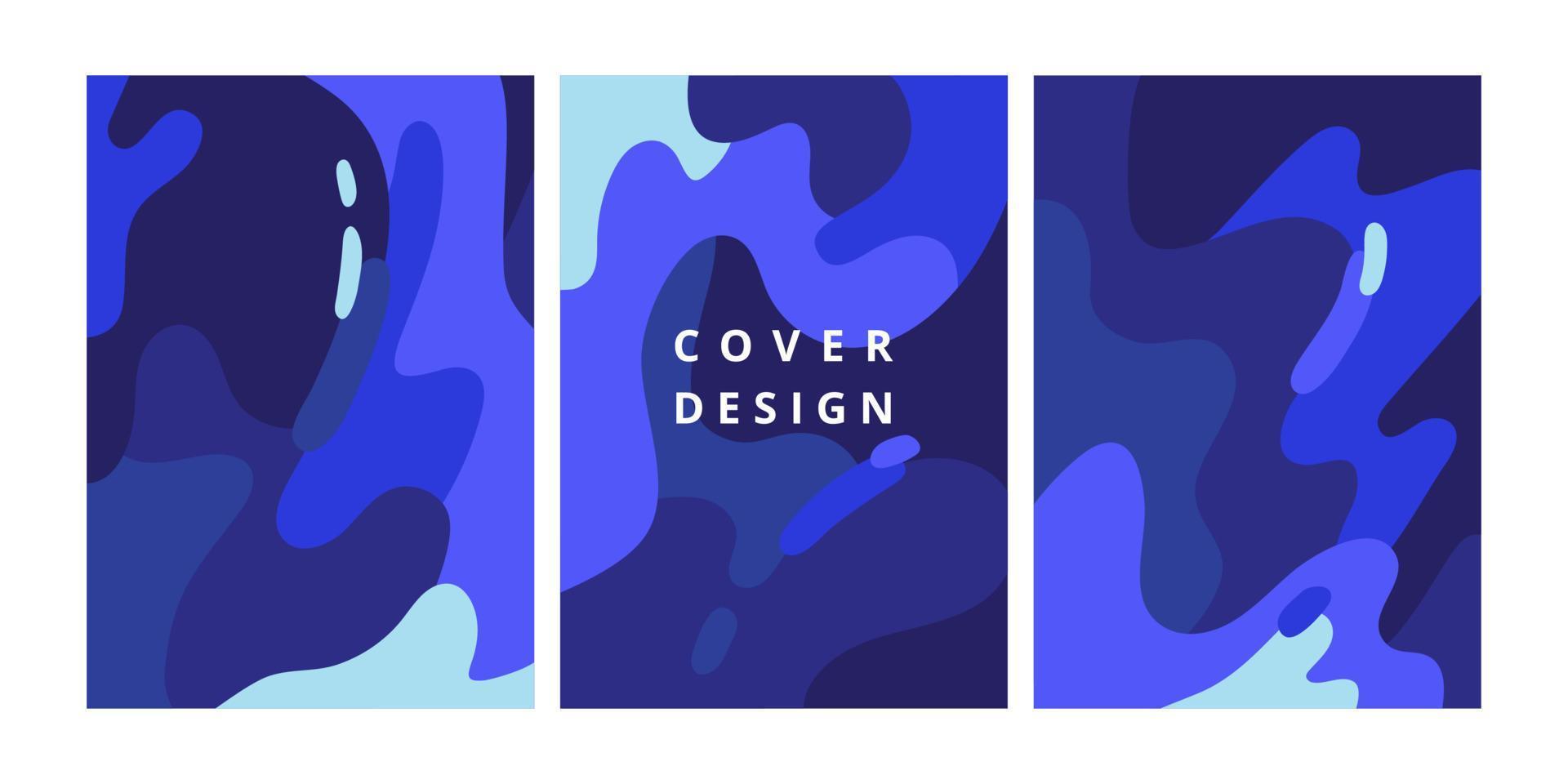 conjunto de fundos abstratos criativos com formas de onda azul. modelo de design moderno com espaço para texto. cobertura fluida mínima para brochura, folheto, banner, pôster e design de marca. ilustração vetorial vetor