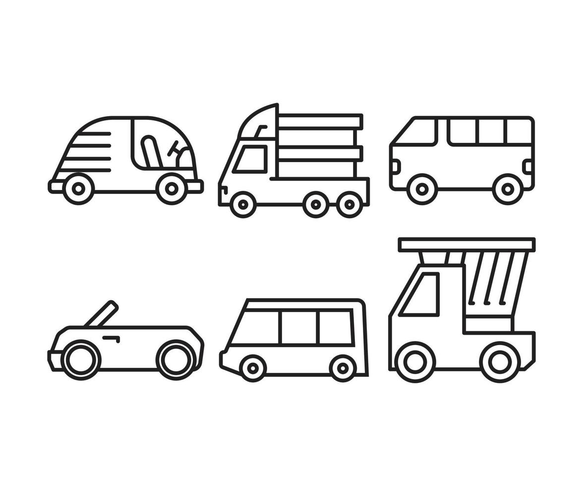conjunto de ícones de carro e transporte vetor