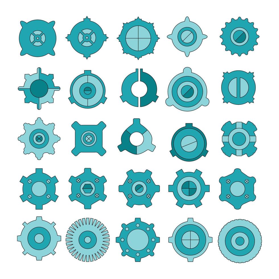 ilustração em vetor conjunto de ícones de engrenagem azul