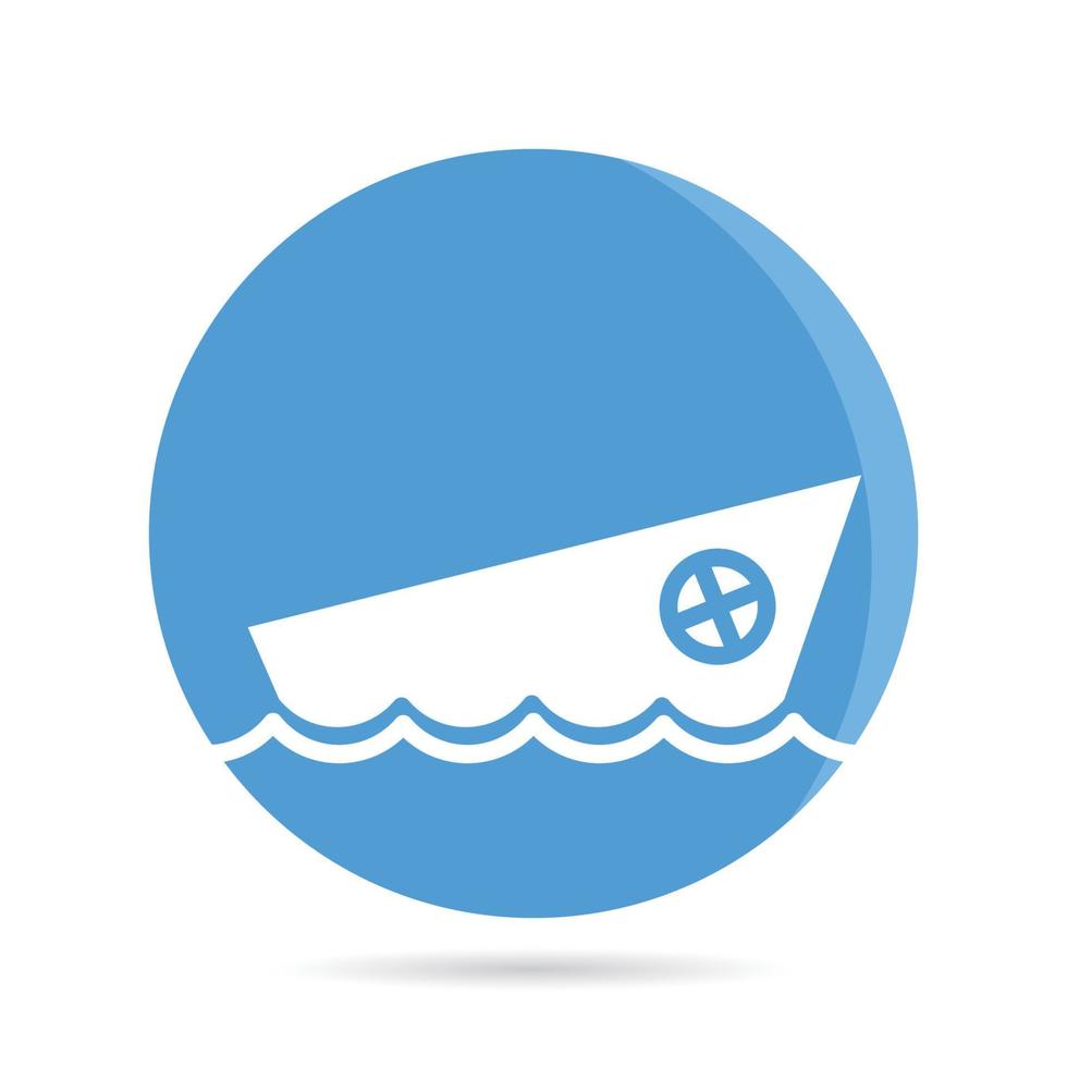 ícone de barco pequeno na ilustração de botão de círculo vetor
