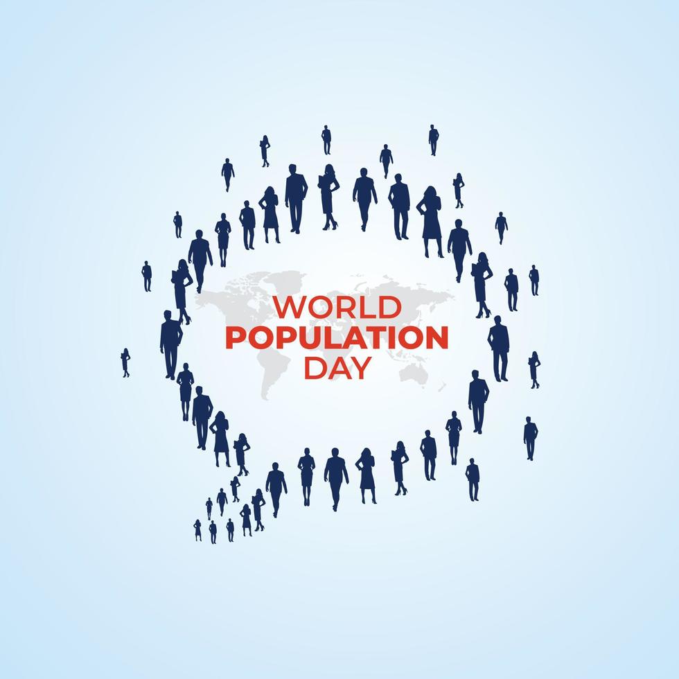 dia mundial da população. modelo para plano de fundo, banner, cartão, pôster. ilustração vetorial. vetor