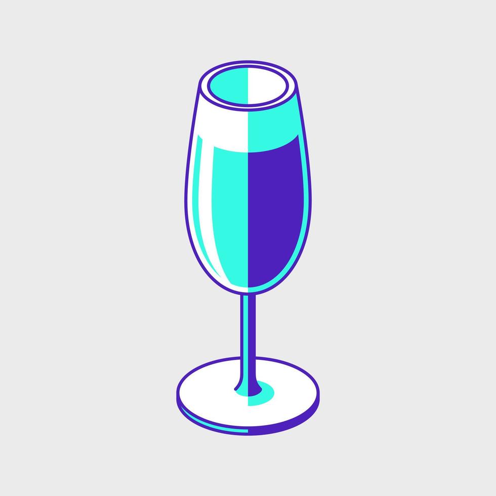 ilustração de ícone de vetor isométrico de copo de flauta de champanhe