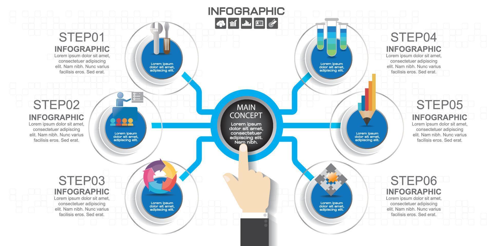 modelo de design de infográfico e conceito de negócio com 4 opções, partes, etapas ou processos. pode ser usado para layout de fluxo de trabalho, diagrama, opções de números, design de web. vetor