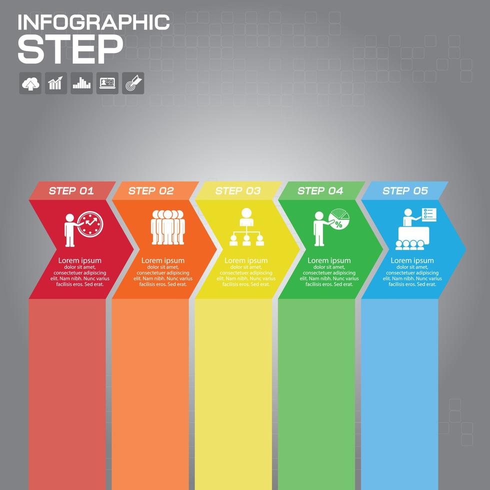 modelo de design de infográficos de linha do tempo com 5 opções, diagrama de processo, ilustração em vetor eps10