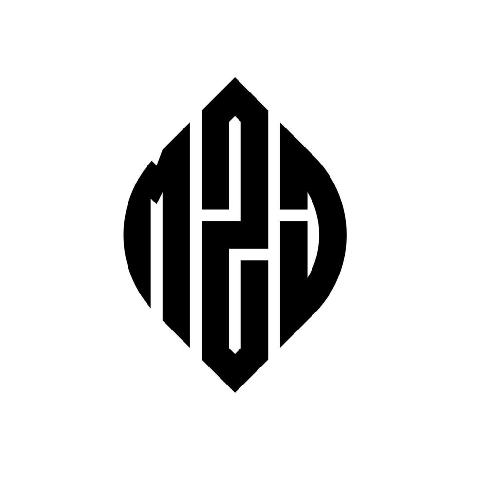 design de logotipo de letra de círculo mzj com forma de círculo e elipse. letras de elipse mzj com estilo tipográfico. as três iniciais formam um logotipo circular. mzj círculo emblema abstrato monograma carta marca vetor. vetor