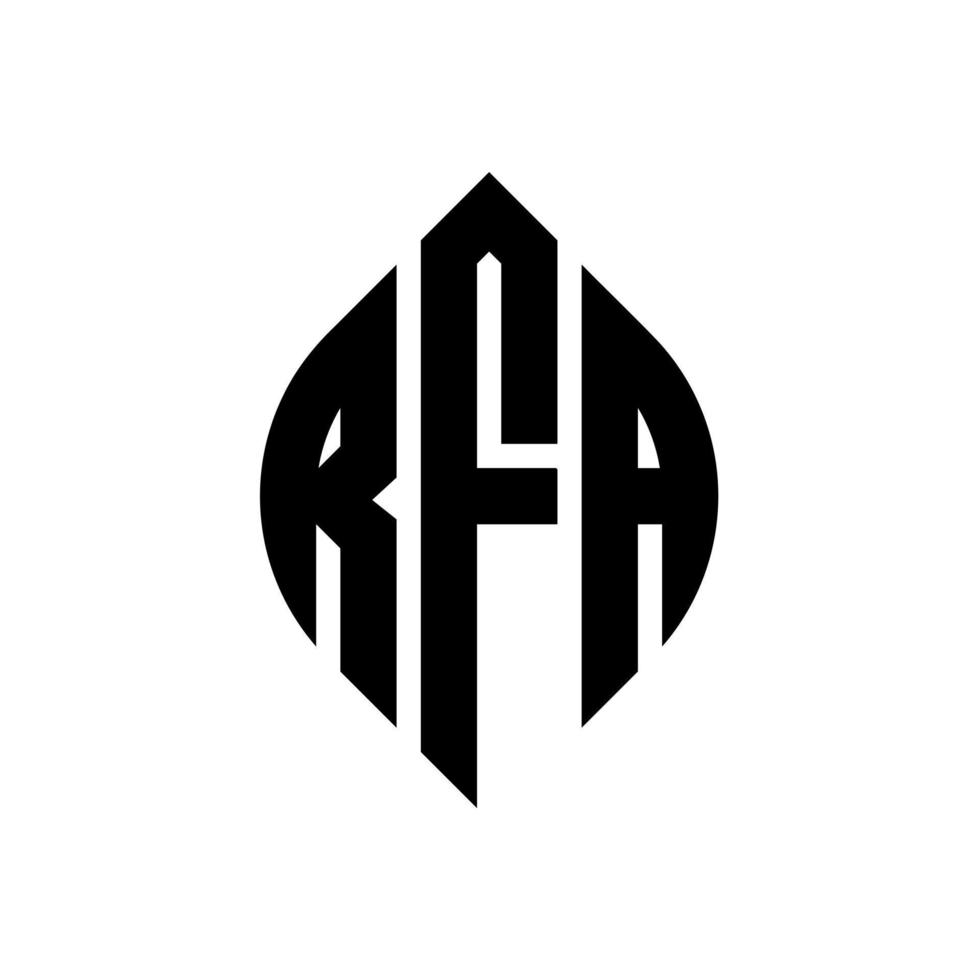 design de logotipo de carta de círculo rfa com forma de círculo e elipse. letras de elipse rfa com estilo tipográfico. as três iniciais formam um logotipo circular. rfa círculo emblema abstrato monograma carta marca vetor. vetor
