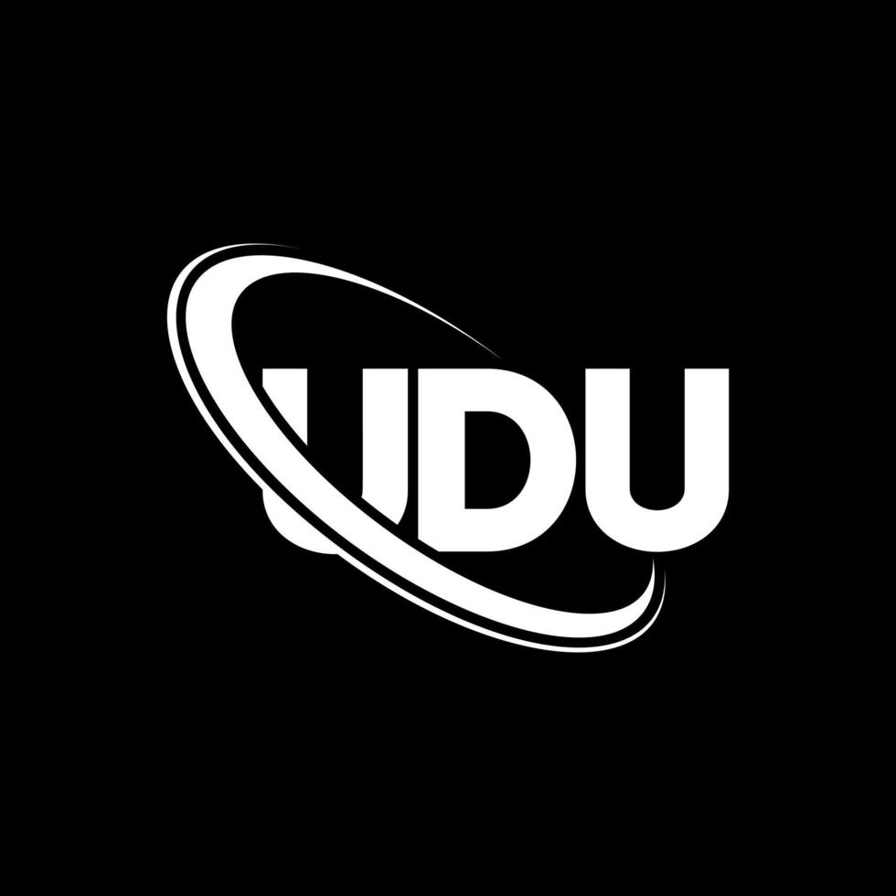 logotipo udu. letra udu. design de logotipo de letra udu. iniciais udu logotipo ligado com círculo e logotipo monograma maiúsculo. tipografia udu para marca de tecnologia, negócios e imóveis. vetor