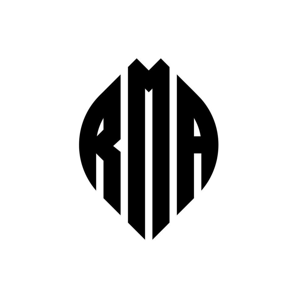 design de logotipo de carta de círculo rma com forma de círculo e elipse. letras de elipse rma com estilo tipográfico. as três iniciais formam um logotipo circular. rma círculo emblema abstrato monograma carta marca vetor. vetor