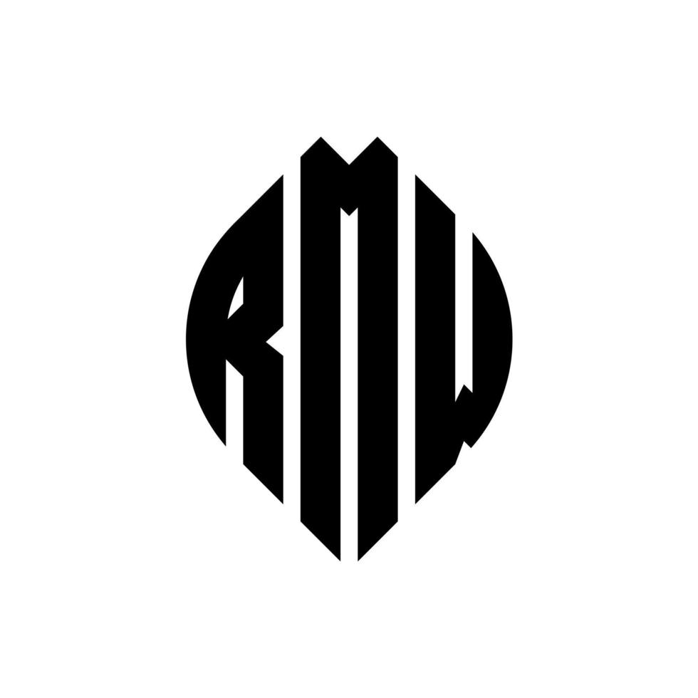 design de logotipo de carta de círculo rmw com forma de círculo e elipse. letras de elipse rmw com estilo tipográfico. as três iniciais formam um logotipo circular. rmw círculo emblema abstrato monograma carta marca vetor. vetor