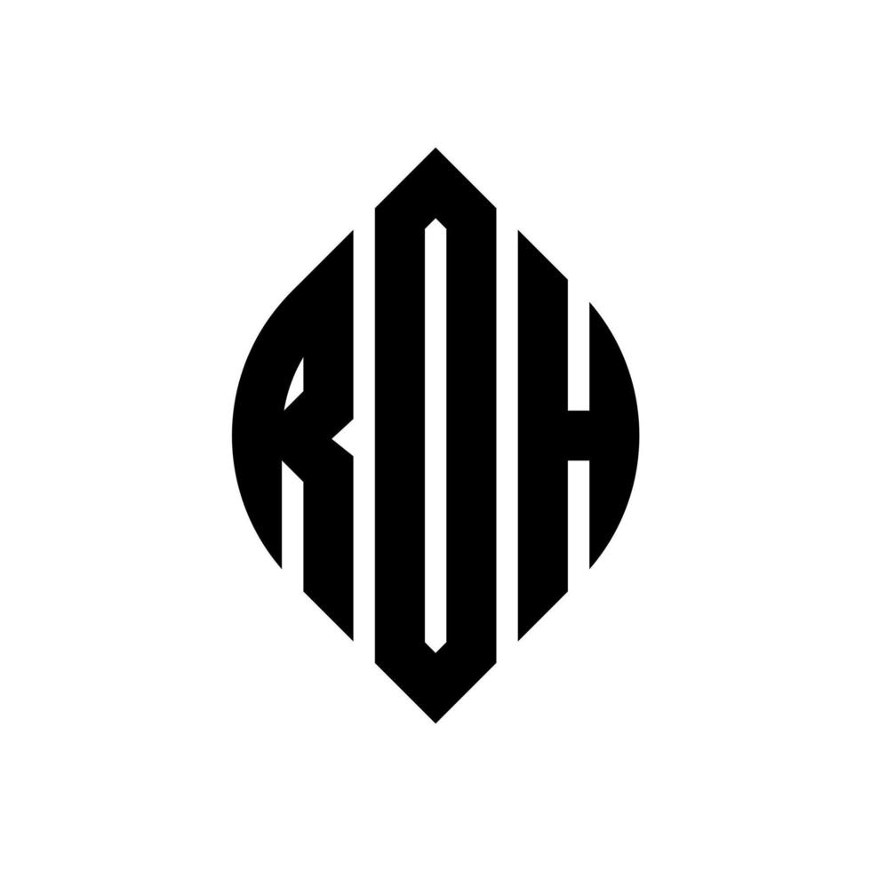 design de logotipo de carta de círculo roh com forma de círculo e elipse. letras de elipse roh com estilo tipográfico. as três iniciais formam um logotipo circular. Roh círculo emblema abstrato monograma carta marca vetor. vetor