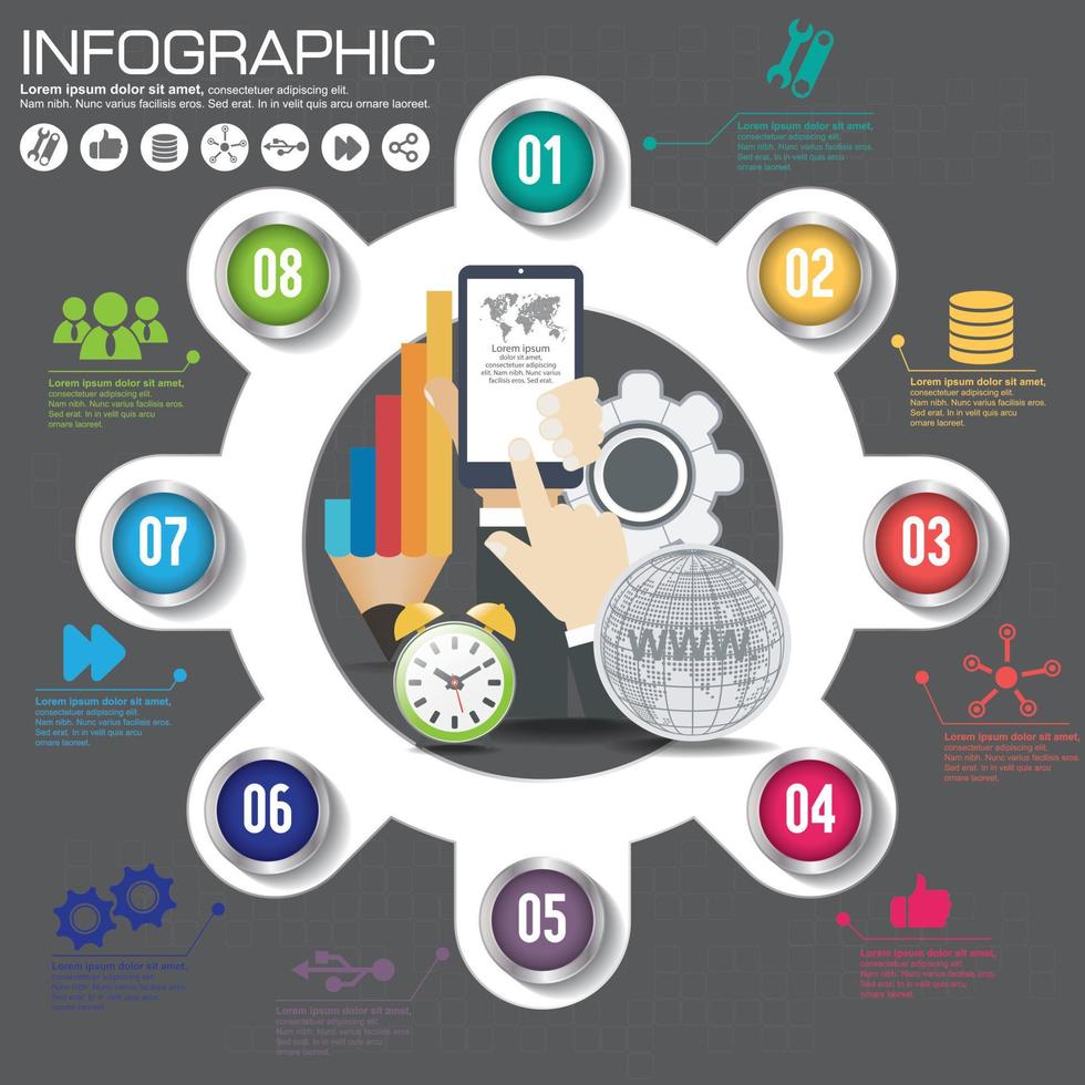 modelo de design de infográfico e conceito de negócio com 4 opções, partes, etapas ou processos. pode ser usado para layout de fluxo de trabalho, diagrama, opções de números, design de web. vetor