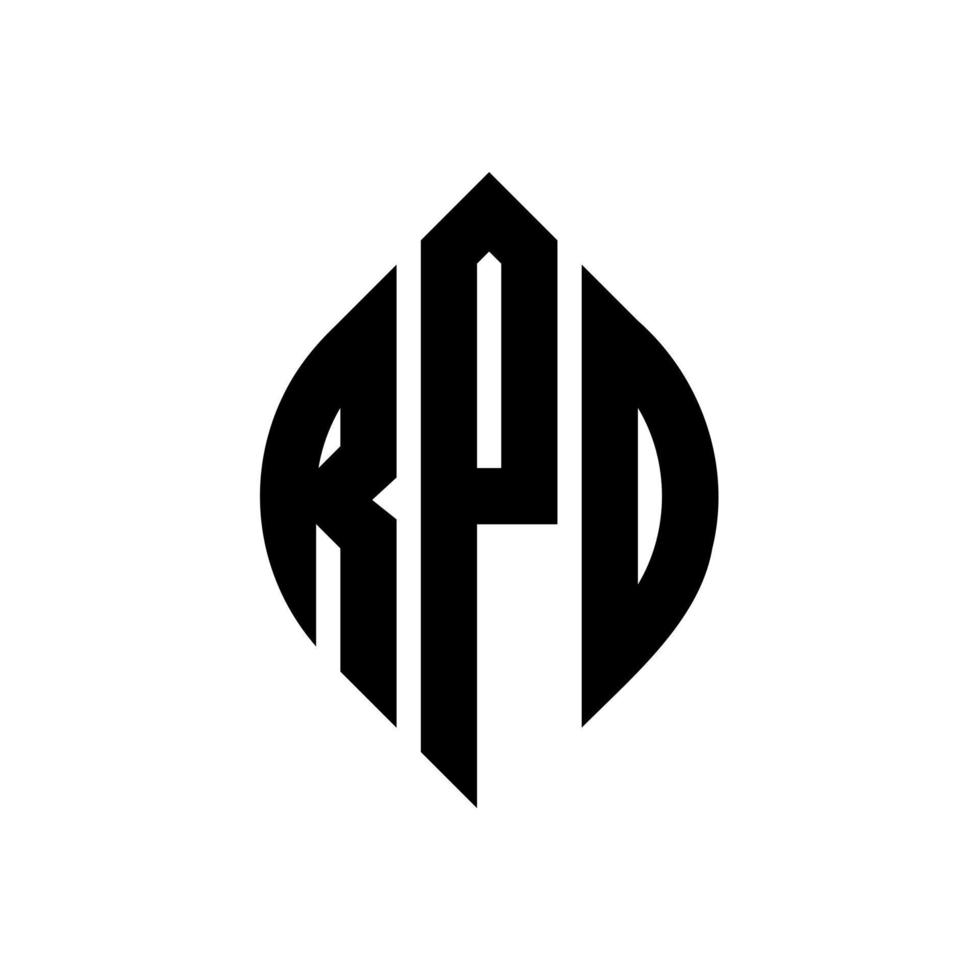 design de logotipo de carta de círculo rpd com forma de círculo e elipse. letras de elipse rpd com estilo tipográfico. as três iniciais formam um logotipo circular. rpd círculo emblema abstrato monograma carta marca vetor. vetor