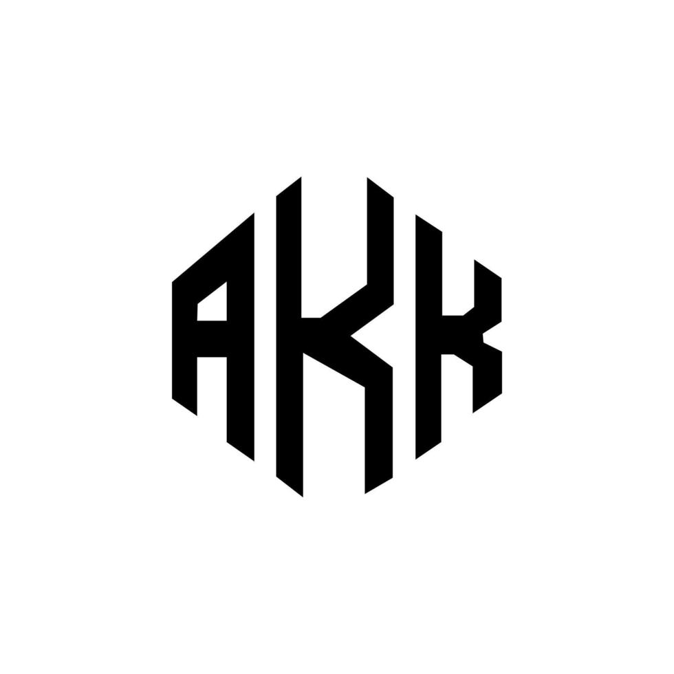 design de logotipo de carta akk com forma de polígono. akk polígono e design de logotipo em forma de cubo. akk modelo de logotipo de vetor hexágono cores brancas e pretas. akk monograma, logotipo comercial e imobiliário.