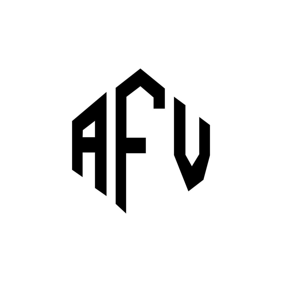 design de logotipo de carta afv com forma de polígono. polígono afv e design de logotipo em forma de cubo. modelo de logotipo de vetor hexágono afv cores brancas e pretas. monograma afv, logotipo de negócios e imóveis.