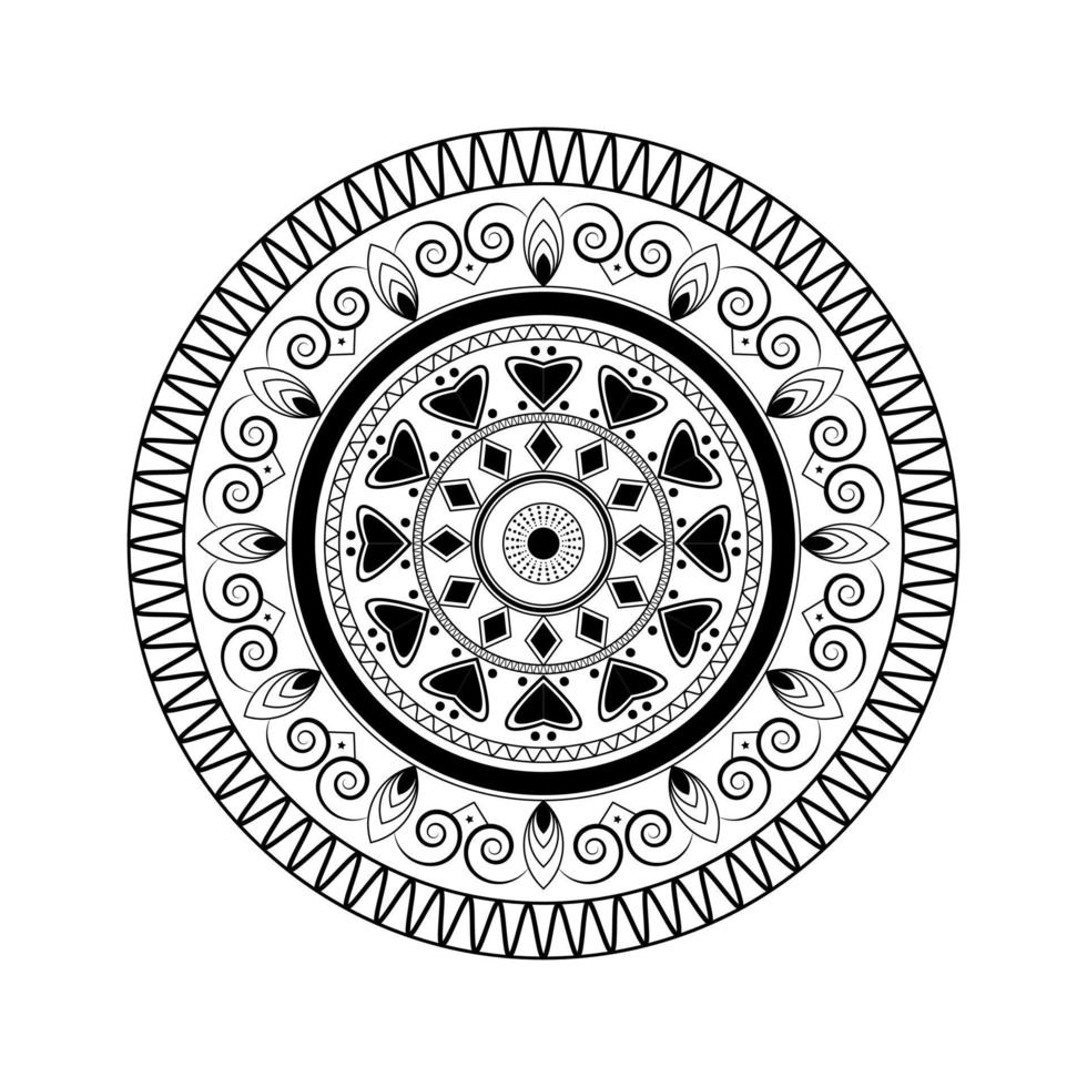 design de mandala de elementos florais preto e branco em ilustração vetorial design gráfico vetor premium