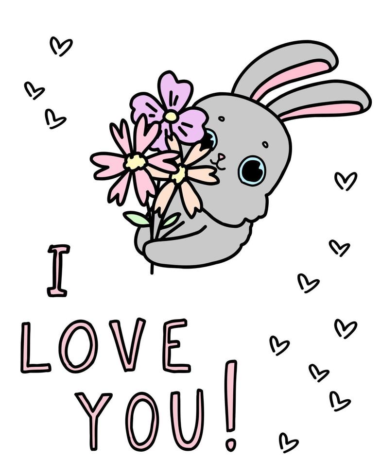 mão desenhada animais fofos com letras. um rato com um laço rosa e um  coração. anjinho. fundo branco. vetor. 4272727 Vetor no Vecteezy