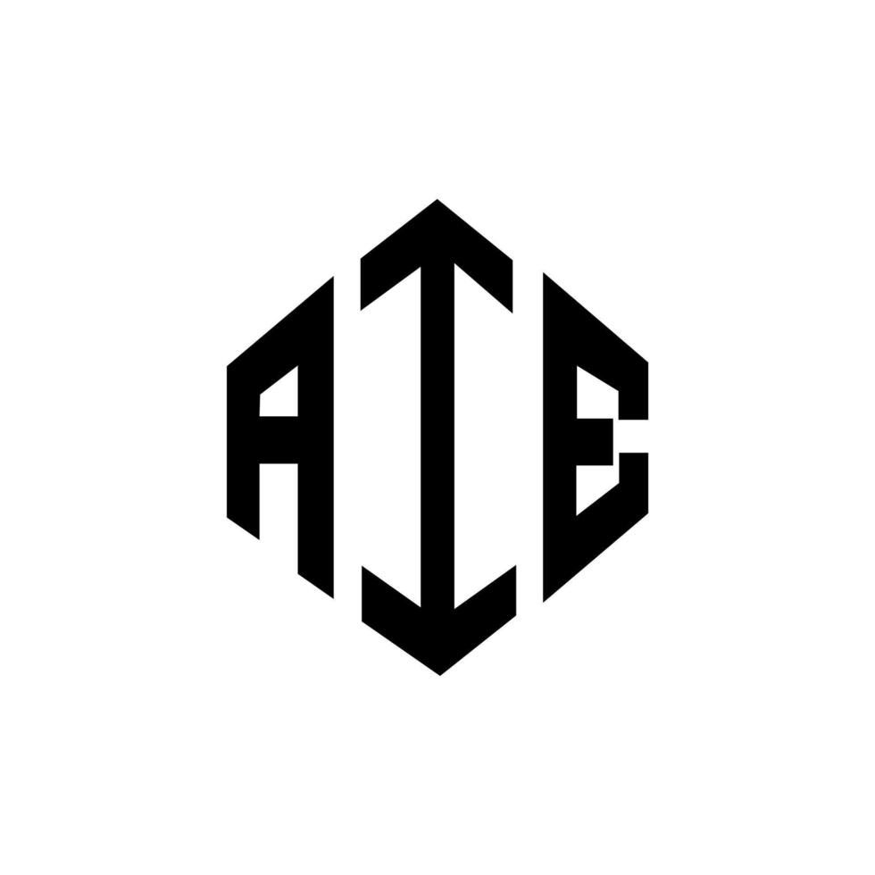 design de logotipo de carta aie com forma de polígono. aie design de logotipo em forma de polígono e cubo. aie modelo de logotipo de vetor hexágono cores brancas e pretas. aie monograma, logotipo comercial e imobiliário.