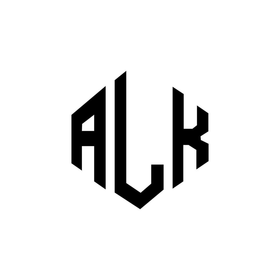 design de logotipo de carta alk com forma de polígono. alk polígono e design de logotipo em forma de cubo. modelo de logotipo de vetor hexágono alk cores brancas e pretas. alk monograma, logotipo de negócios e imóveis.