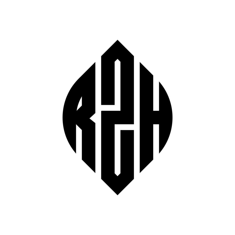 design de logotipo de carta de círculo rzh com forma de círculo e elipse. letras de elipse rzh com estilo tipográfico. as três iniciais formam um logotipo circular. rzh círculo emblema abstrato monograma carta marca vetor. vetor