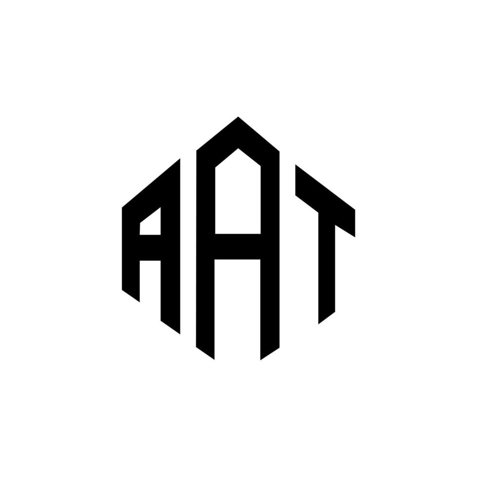 design de logotipo de carta aat com forma de polígono. aat polígono e design de logotipo em forma de cubo. modelo de logotipo de vetor hexágono aat cores brancas e pretas. aat monograma, logotipo de negócios e imóveis.