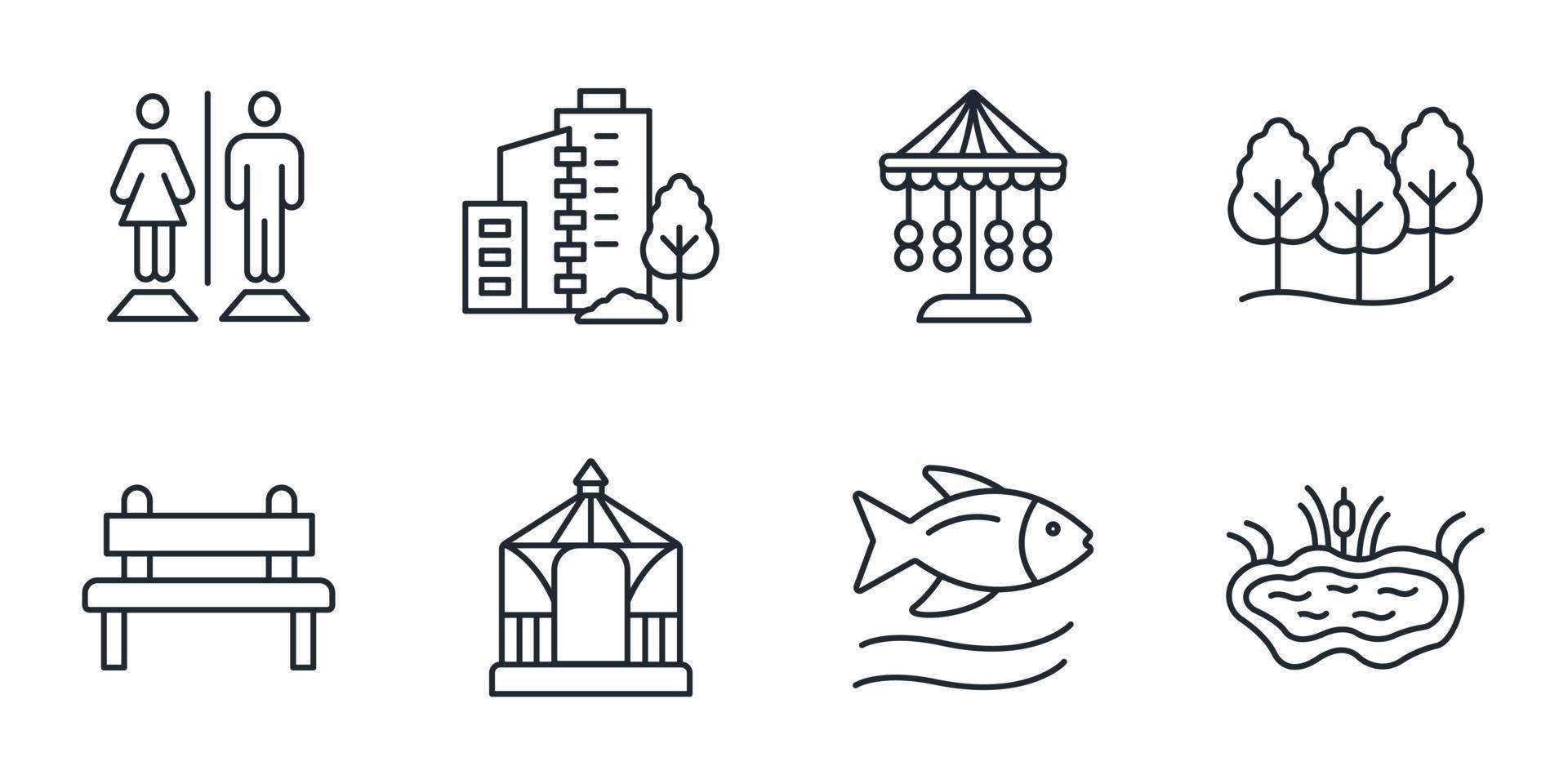 conjunto de ícones do parque da cidade. elementos do vetor do símbolo do pacote do parque da cidade para web infográfico