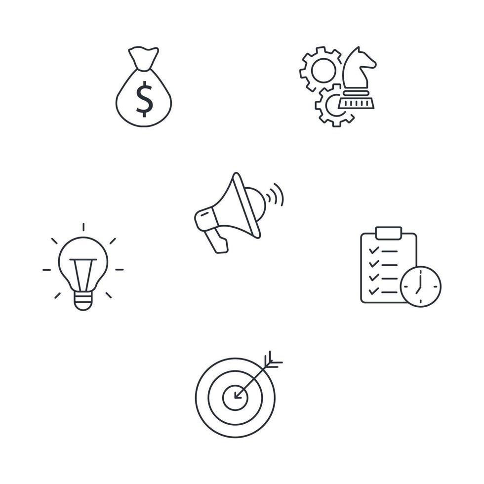 conjunto de ícones de plano de negócios. elementos do vetor de símbolo de pacote de plano de negócios para web infográfico