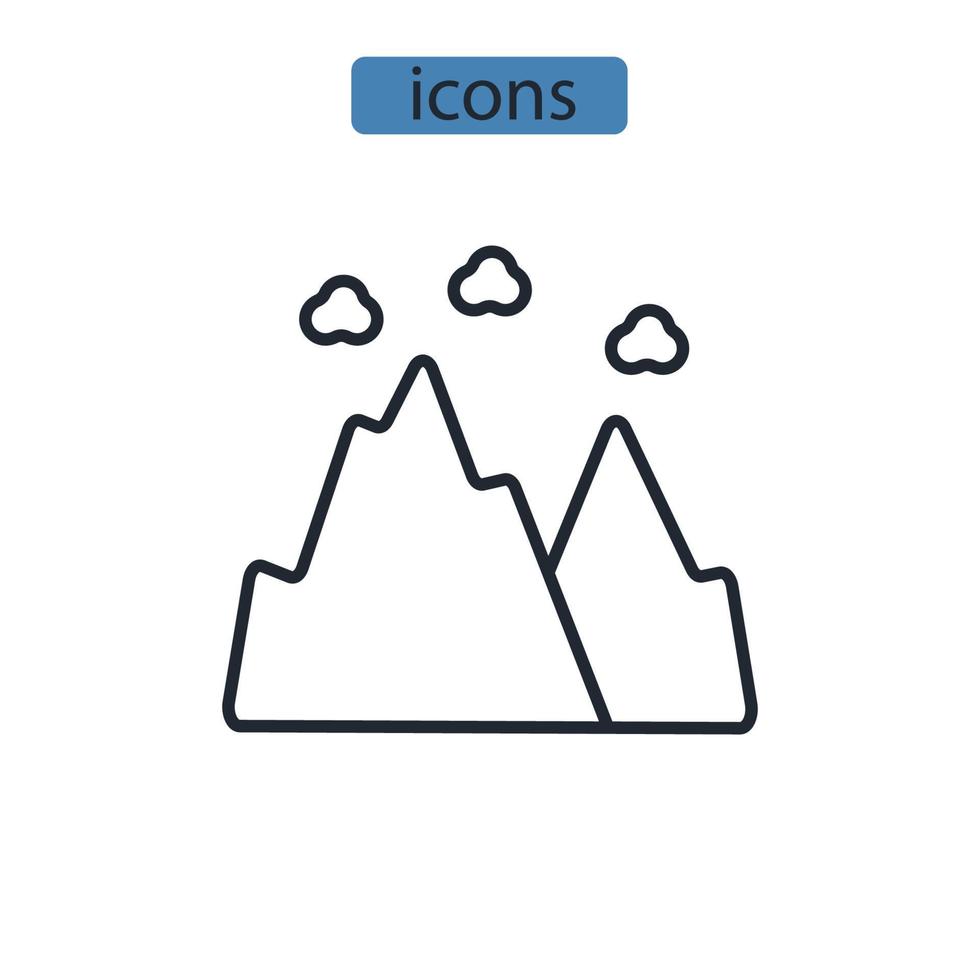 ícones de montanha simbolizam elementos vetoriais para infográfico web vetor