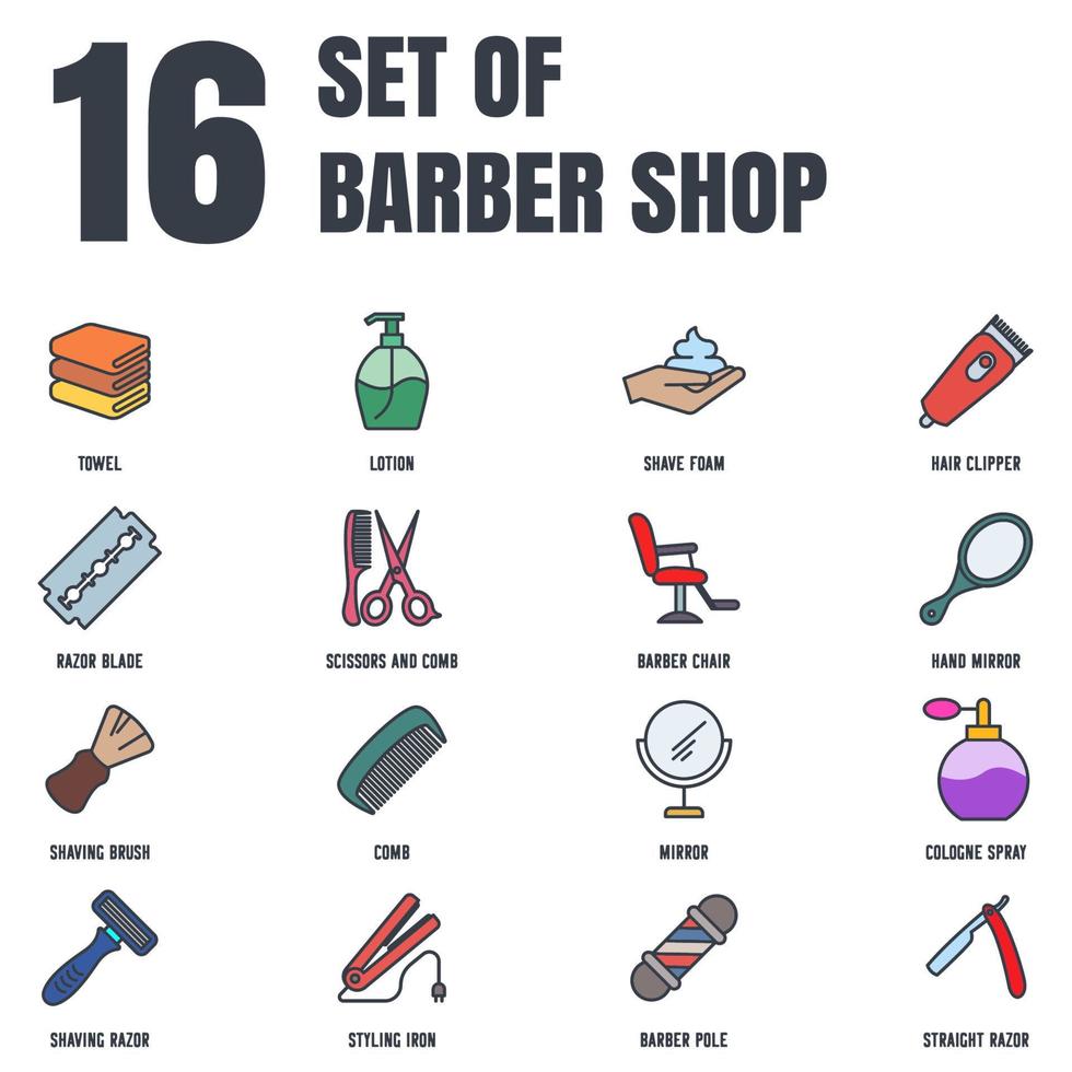 barbearia definir modelo de símbolo de ícone para ilustração em vetor de logotipo de coleção de design gráfico e web