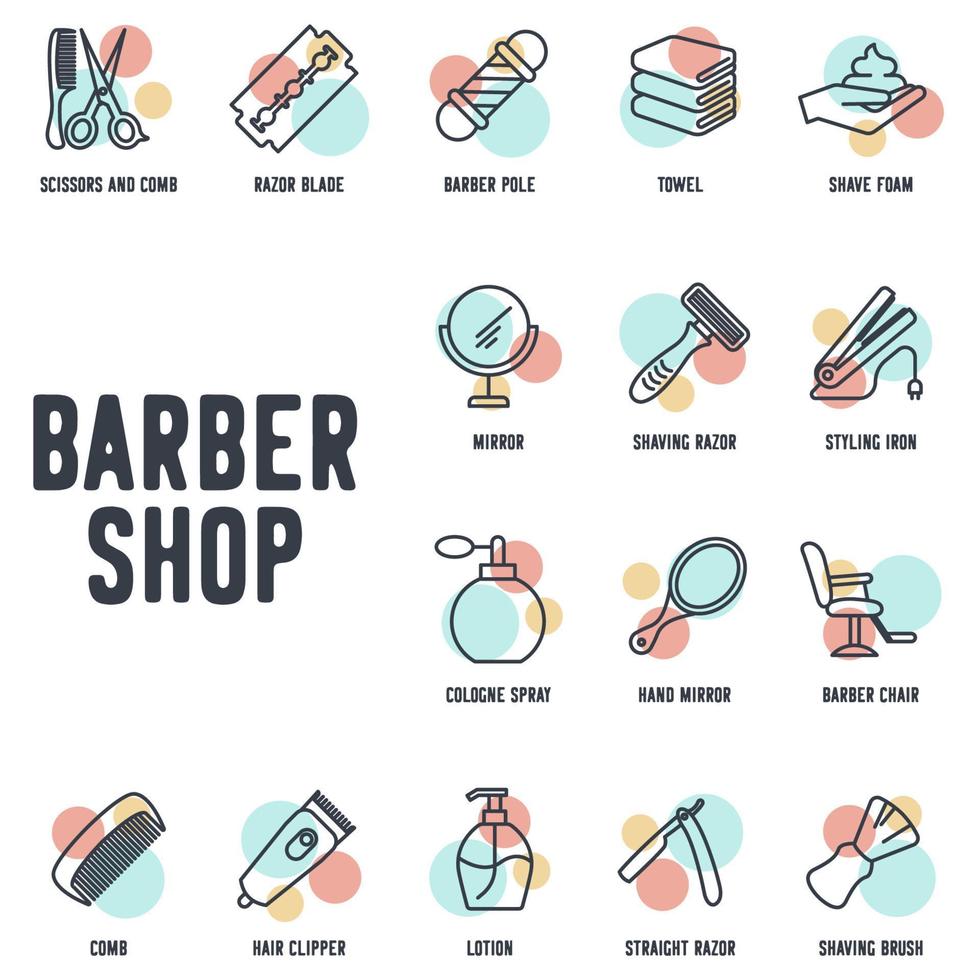 barbearia definir modelo de símbolo de ícone para ilustração em vetor de logotipo de coleção de design gráfico e web