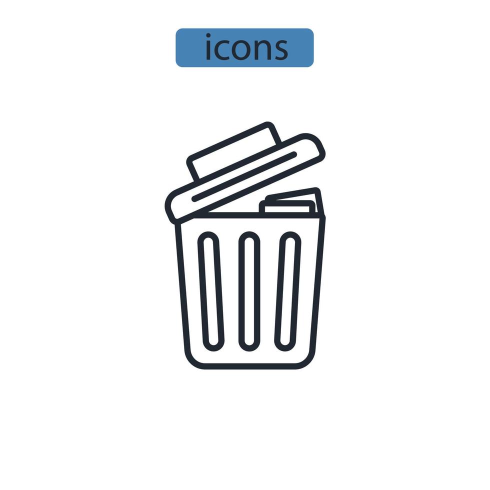 ícones da lixeira simbolizam elementos vetoriais para infográfico web vetor