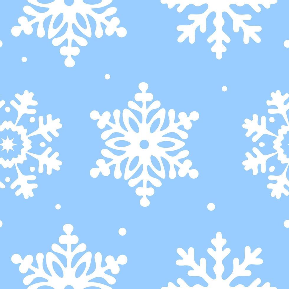 flocos de neve brancos sobre fundo azul. padrão sem emenda de vetor para replicação contínua. floco de neve caindo de natal no pano de fundo azul. conceito de férias de inverno.