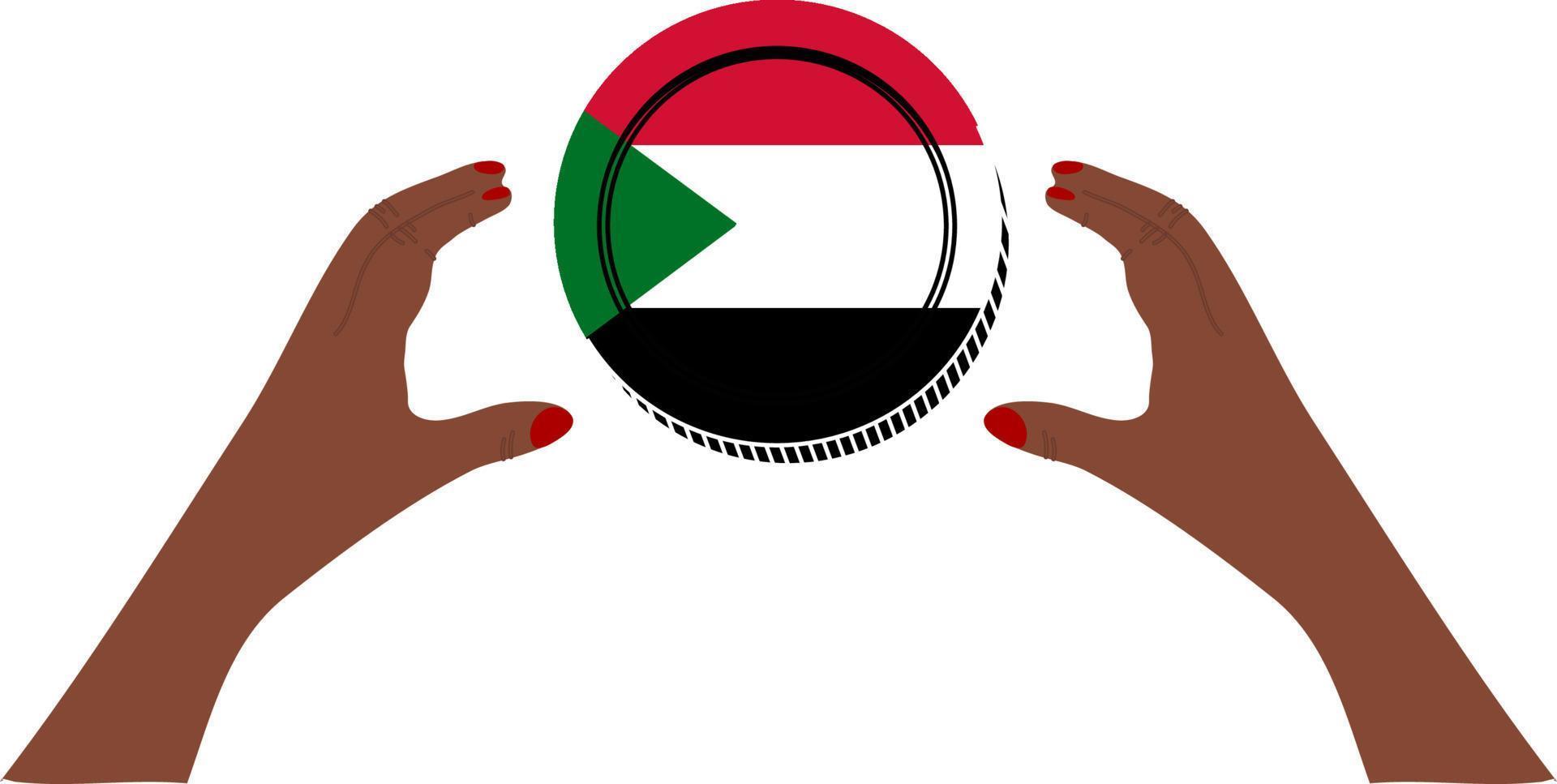 bandeira desenhada à mão do vetor do sudão, libra sudanesa