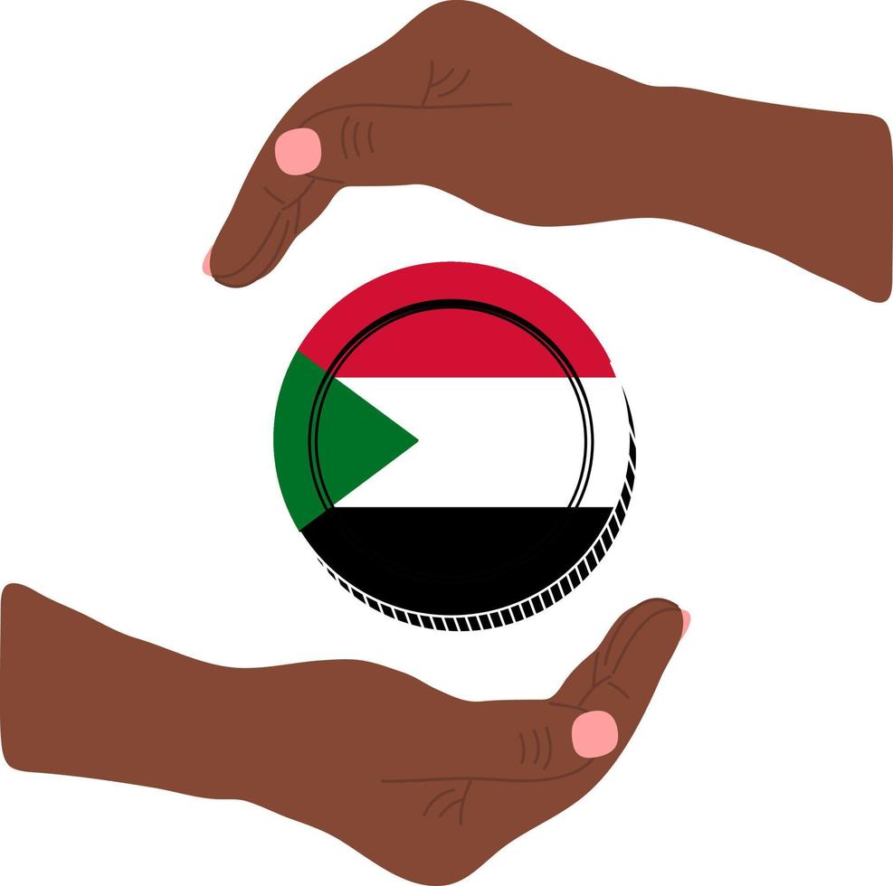 bandeira desenhada à mão do vetor do sudão, libra sudanesa