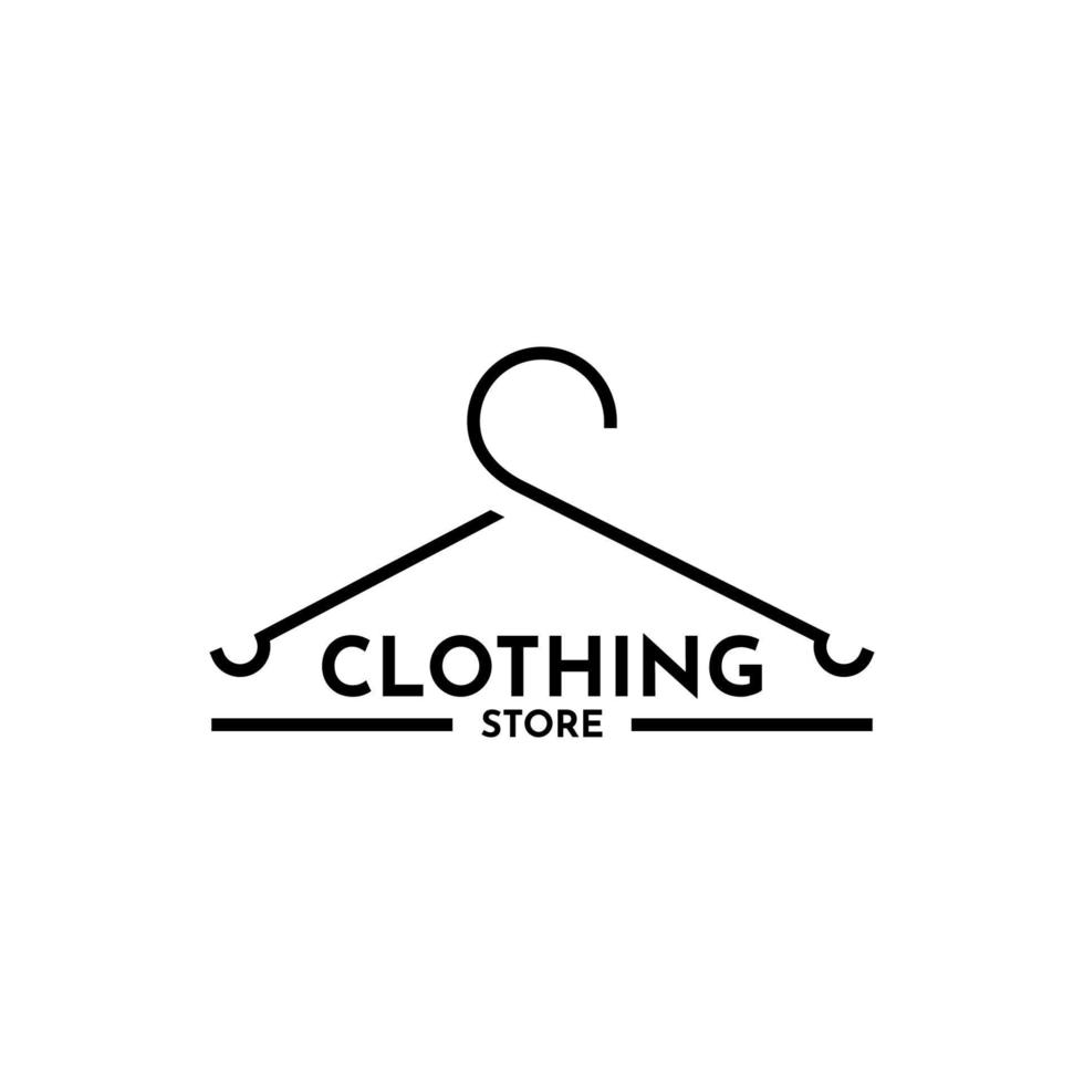 design de logotipo de loja de roupas com cabide, ilustração vetorial vetor