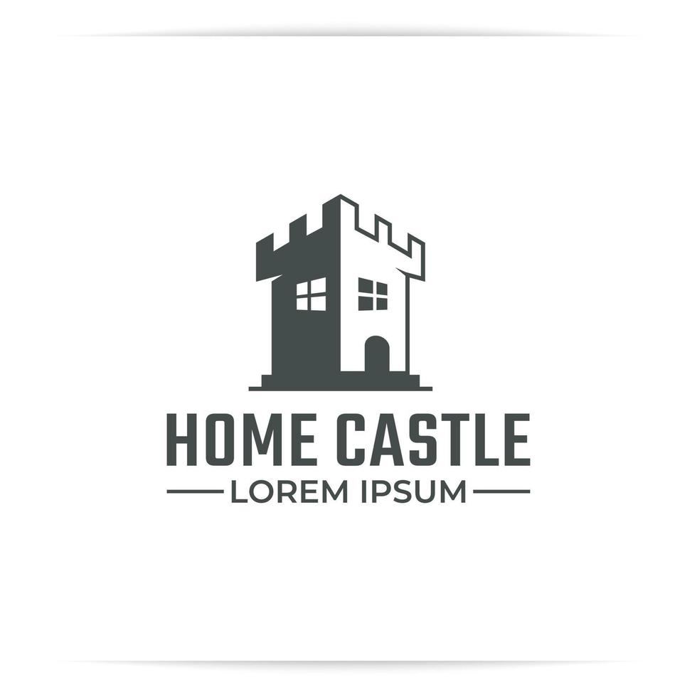 vetor de design de logotipo do castelo em casa, fortaleza, palácio