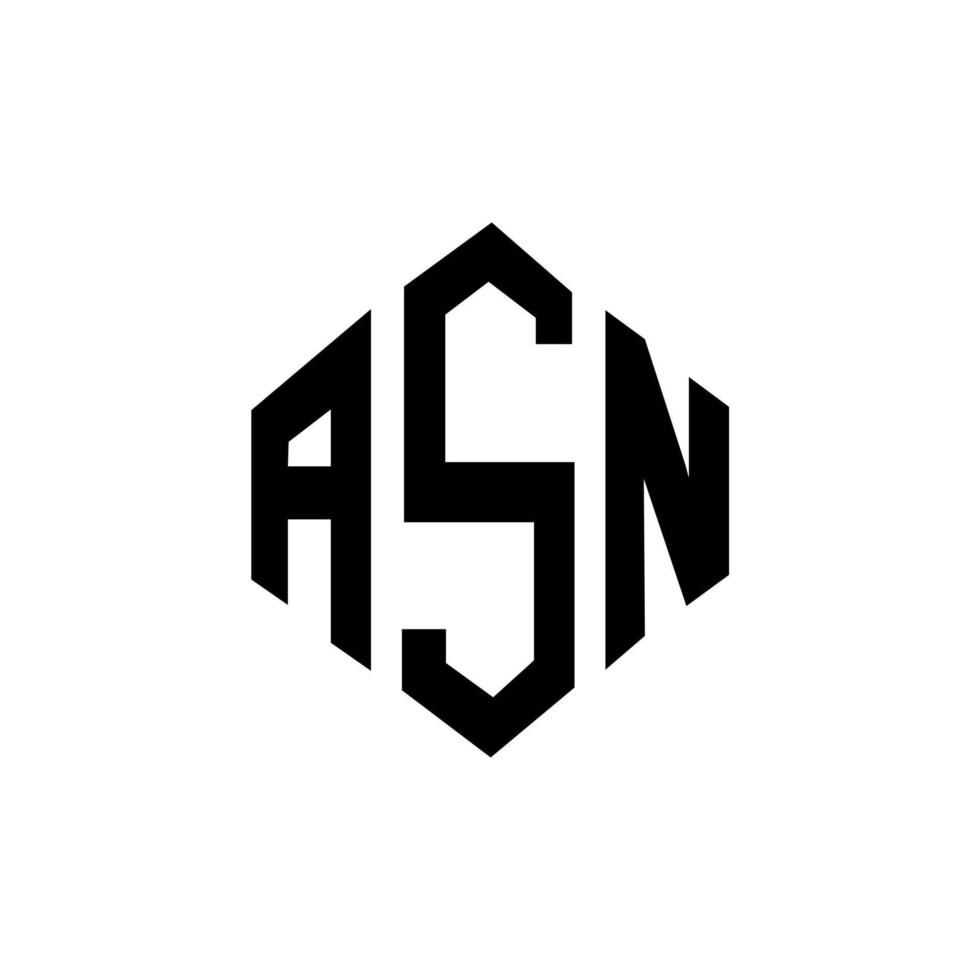 design de logotipo de carta asn com forma de polígono. asn polígono e design de logotipo em forma de cubo. asn hexágono modelo de logotipo de vetor cores brancas e pretas. monograma asn, logotipo de negócios e imóveis.