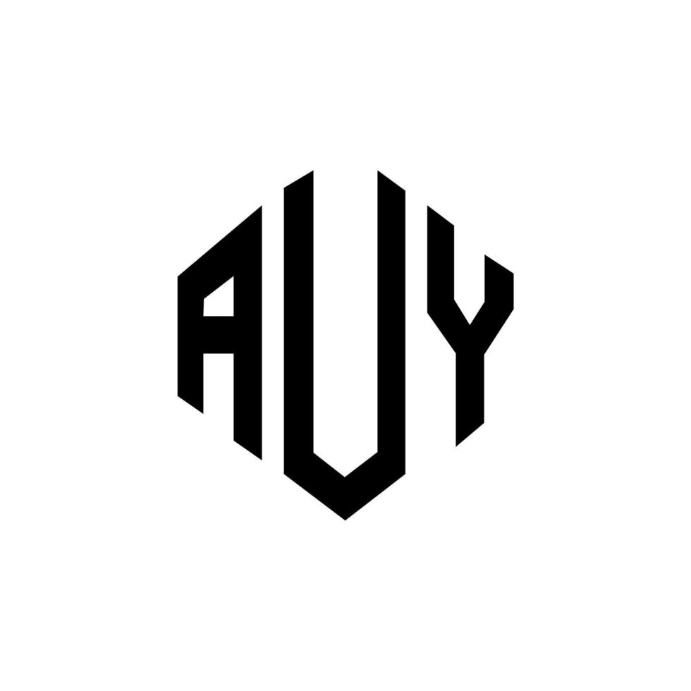 design de logotipo de carta auy com forma de polígono. auy polígono e design de logotipo em forma de cubo. modelo de logotipo de vetor hexágono auy cores brancas e pretas. auy monograma, logotipo de negócios e imóveis.