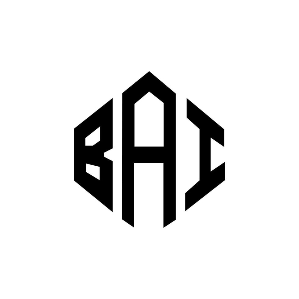 design de logotipo de letra bai com forma de polígono. bai polígono e design de logotipo em forma de cubo. bai hexágono modelo de logotipo de vetor cores brancas e pretas. bai monograma, logotipo de negócios e imóveis.