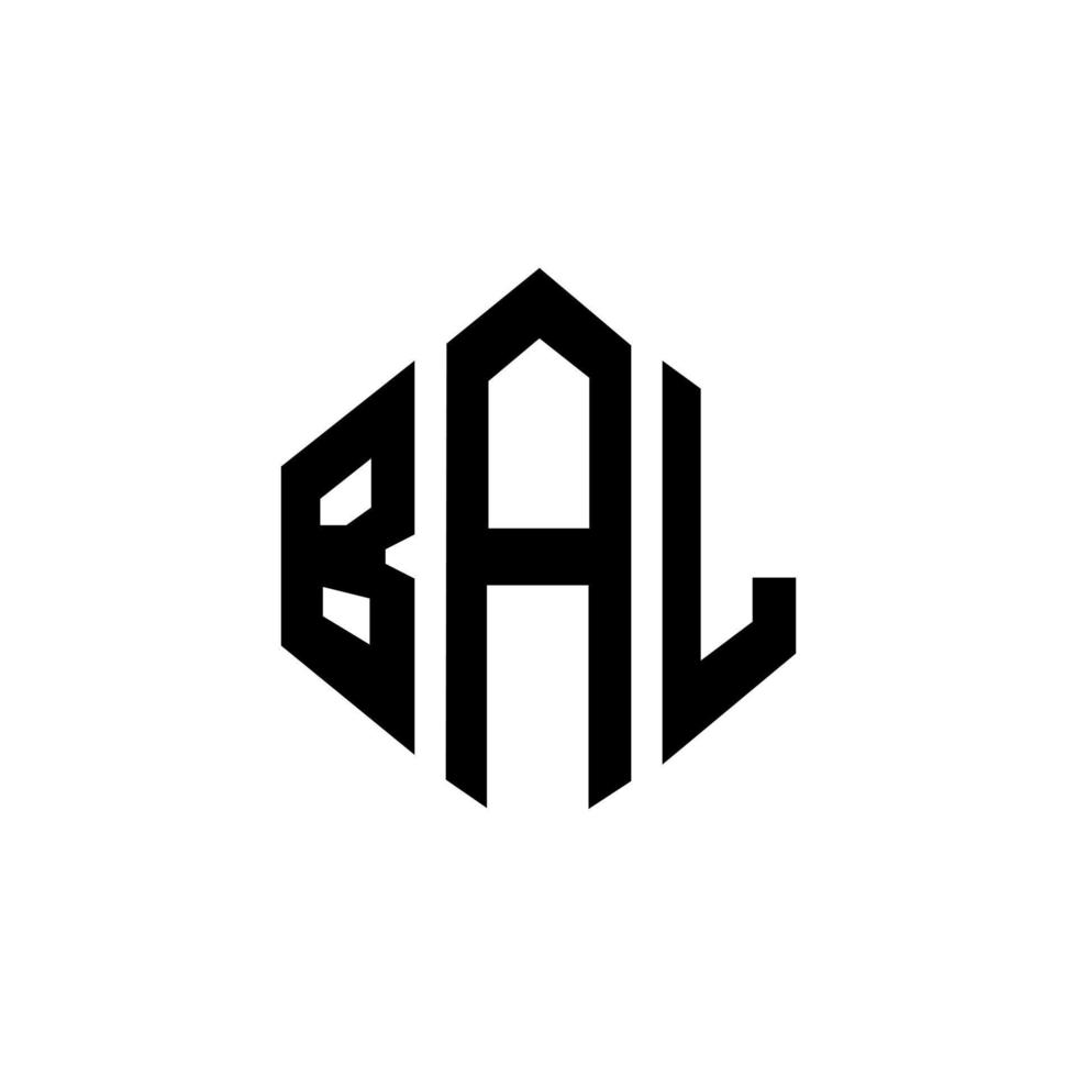 design de logotipo de letra bal com forma de polígono. Bal polígono e design de logotipo em forma de cubo. bal hexágono vector logotipo modelo cores brancas e pretas. bal monograma, logotipo de negócios e imóveis.