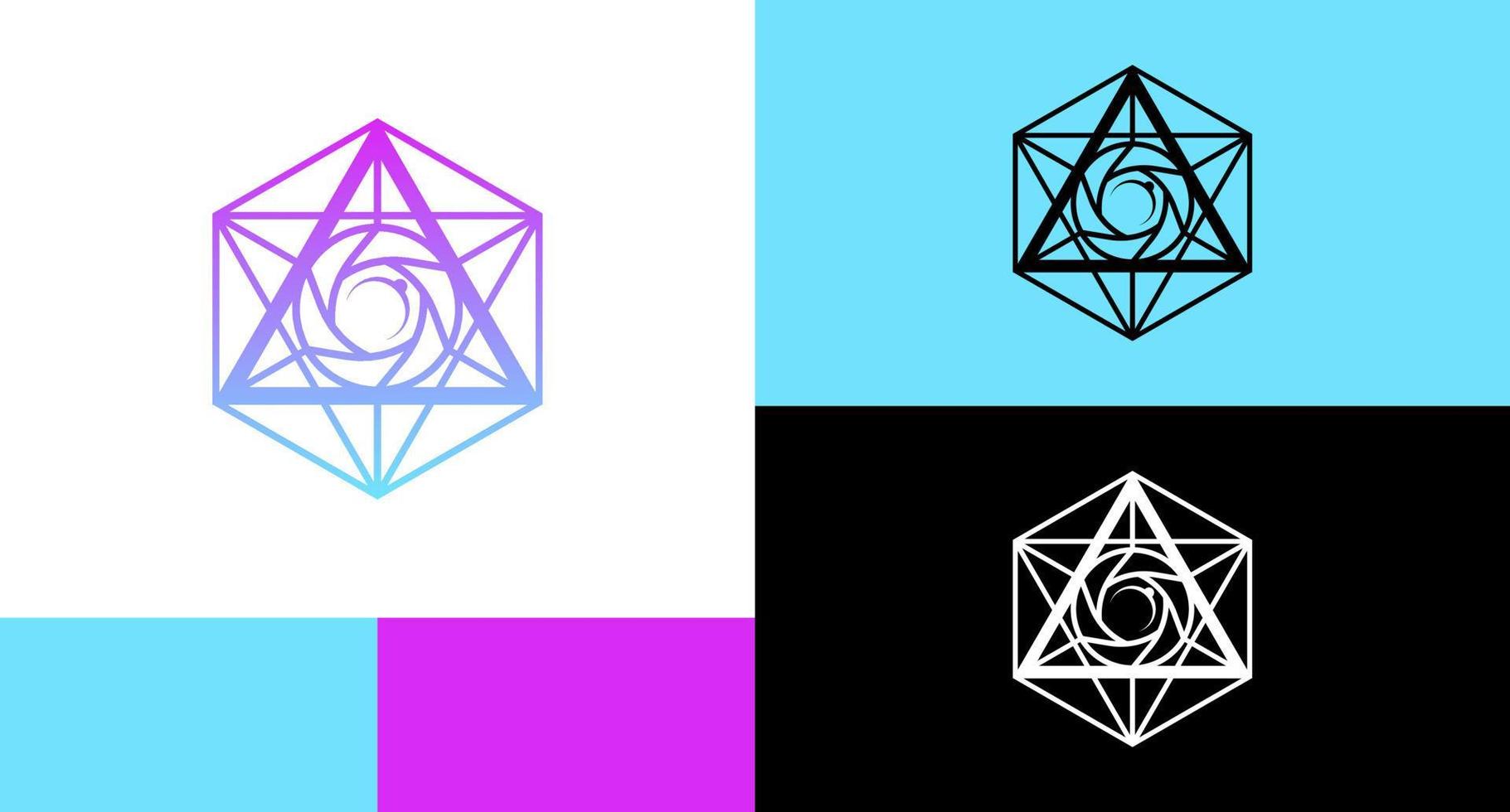 linha hexagonal abstrata com conceito de design de logotipo de triângulo vetor