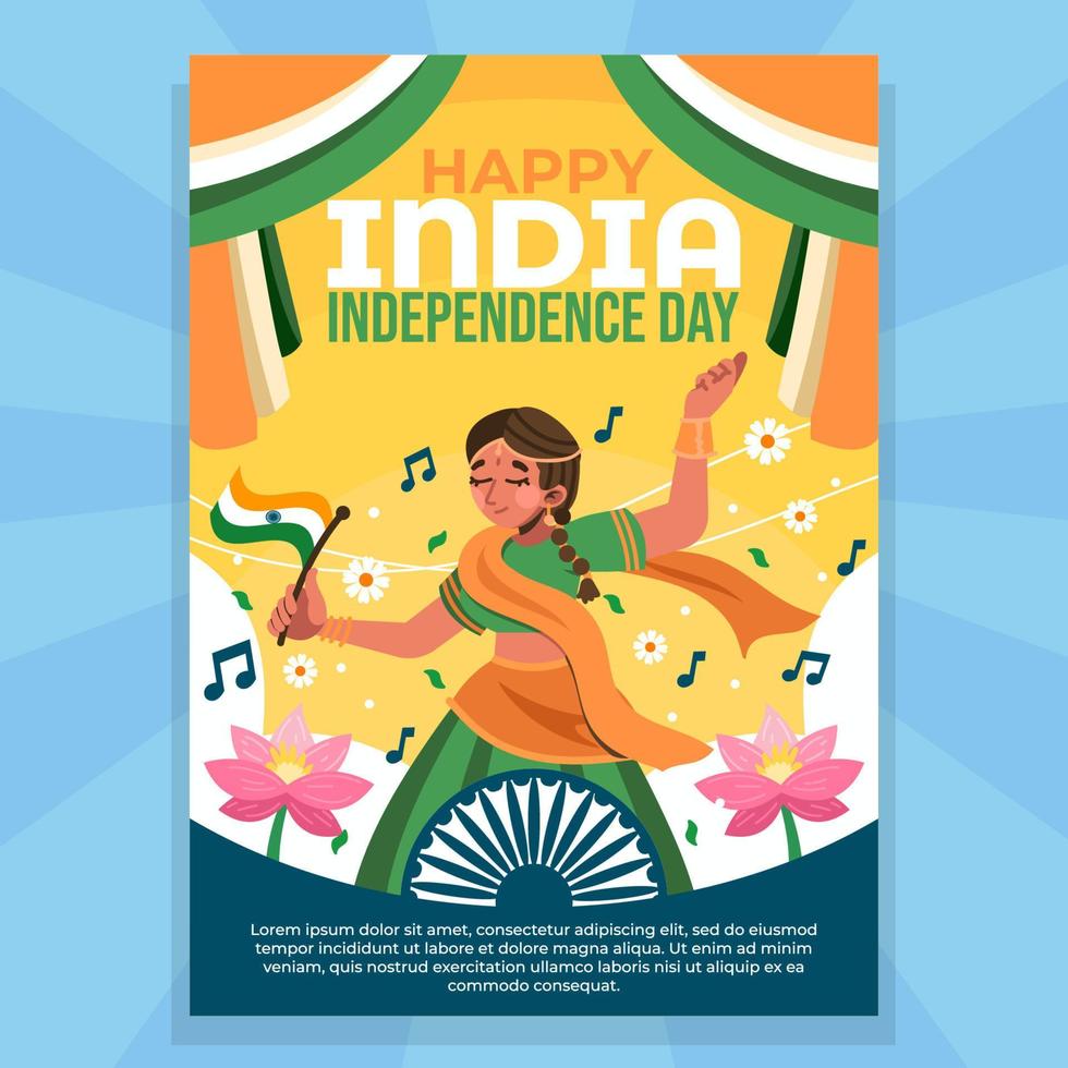 cartaz do dia da independência da índia vetor