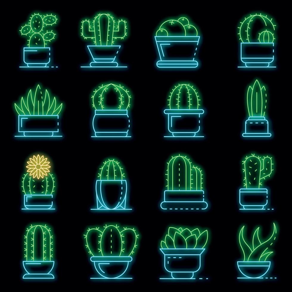 conjunto de ícones suculentos neon vector