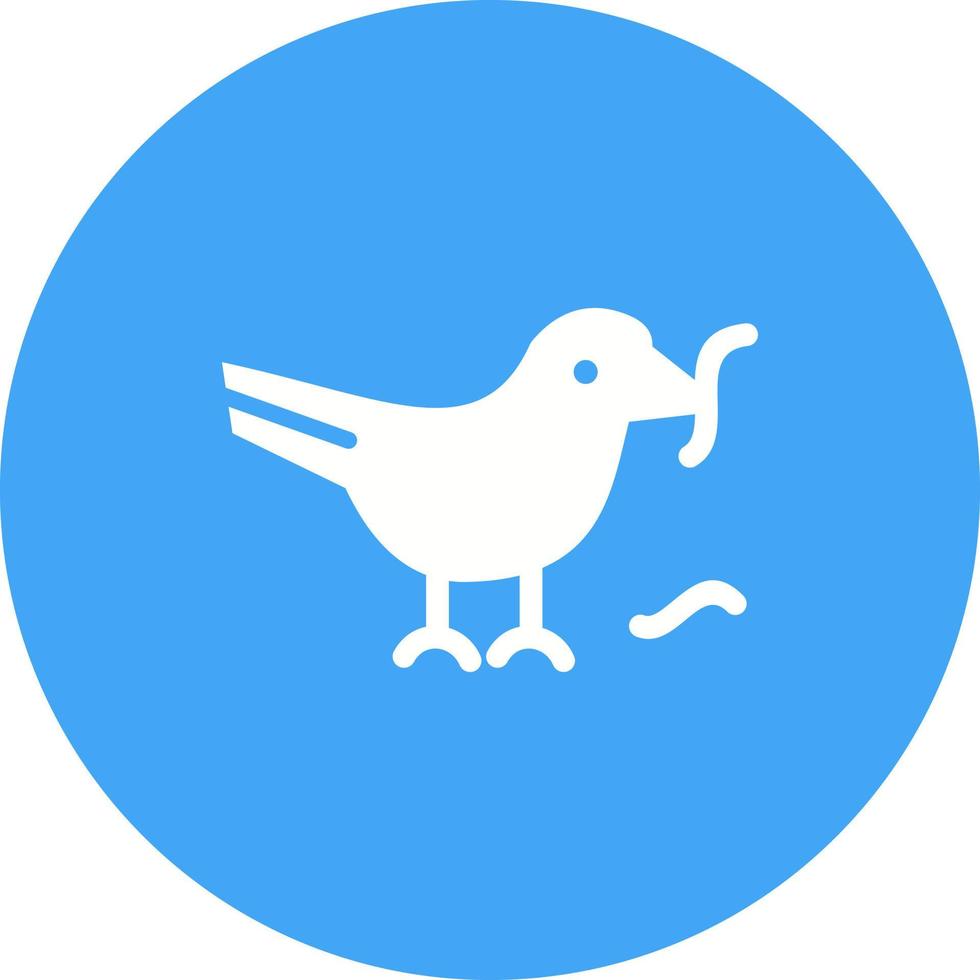ícone de fundo de círculo de minhoca comendo pássaro vetor