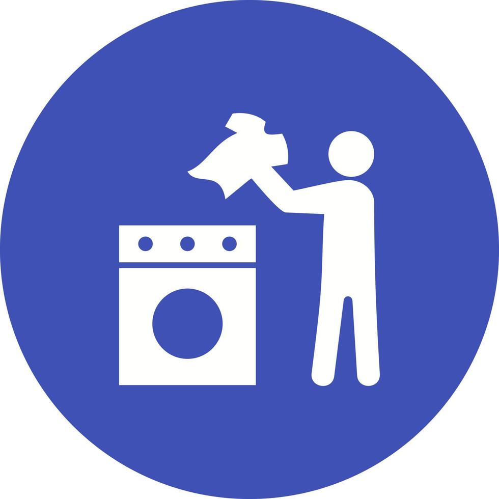 homem lavando o ícone de fundo do círculo de lavanderia vetor