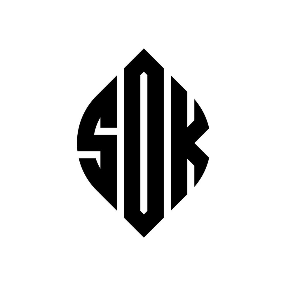 design de logotipo de letra de círculo sdk com forma de círculo e elipse. letras de elipse sdk com estilo tipográfico. as três iniciais formam um logotipo circular. sdk círculo emblema abstrato monograma carta marca vetor. vetor