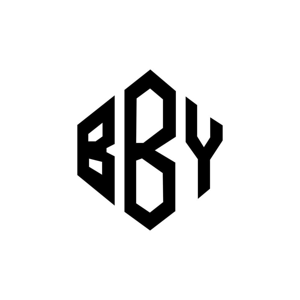 design de logotipo de carta bby com forma de polígono. polígono bby e design de logotipo em forma de cubo. modelo de logotipo de vetor hexágono bby cores brancas e pretas. bby monograma, logotipo de negócios e imóveis.