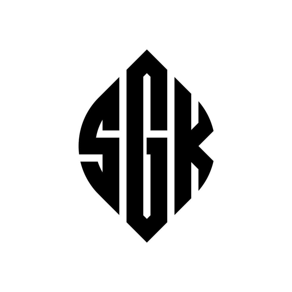 design de logotipo de carta de círculo sgk com forma de círculo e elipse. letras de elipse sgk com estilo tipográfico. as três iniciais formam um logotipo circular. sgk círculo emblema abstrato monograma carta marca vetor. vetor