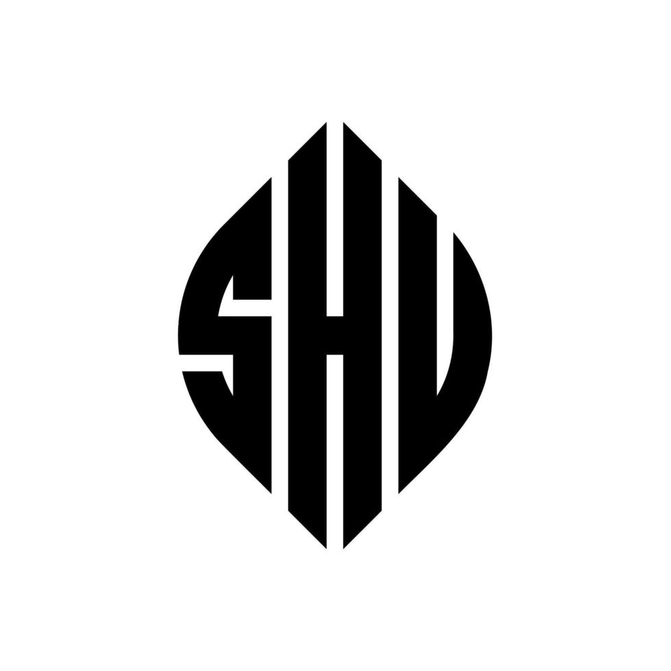 design de logotipo de carta de círculo shu com forma de círculo e elipse. letras de elipse shu com estilo tipográfico. as três iniciais formam um logotipo circular. shu círculo emblema abstrato monograma carta marca vetor. vetor