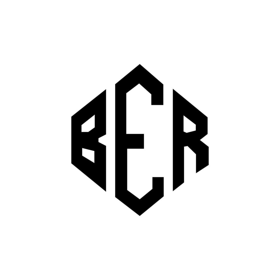 design de logotipo de carta ber com forma de polígono. ber polígono e design de logotipo em forma de cubo. ber hexágono modelo de logotipo de vetor cores brancas e pretas. ber monograma, logotipo de negócios e imóveis.